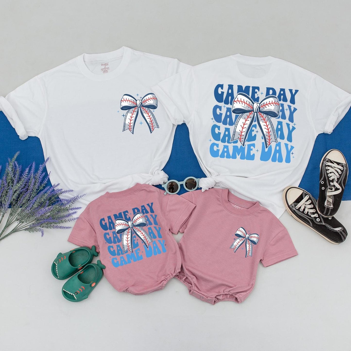 Game Day Baseball Bow Tee Mommy and Me Sister Toddler Matching Shirt Comfortable Cotton for Game Day Adventures