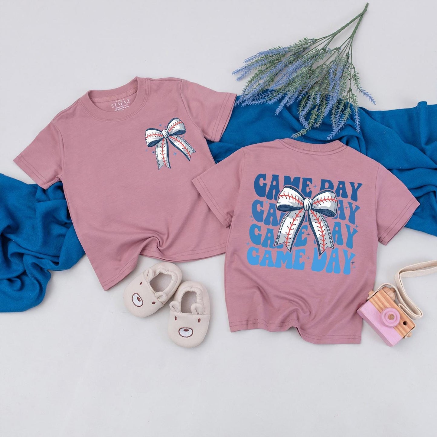 Game Day Baseball Bow Tee Mommy and Me Sister Toddler Matching Shirt Comfortable Cotton for Game Day Adventures