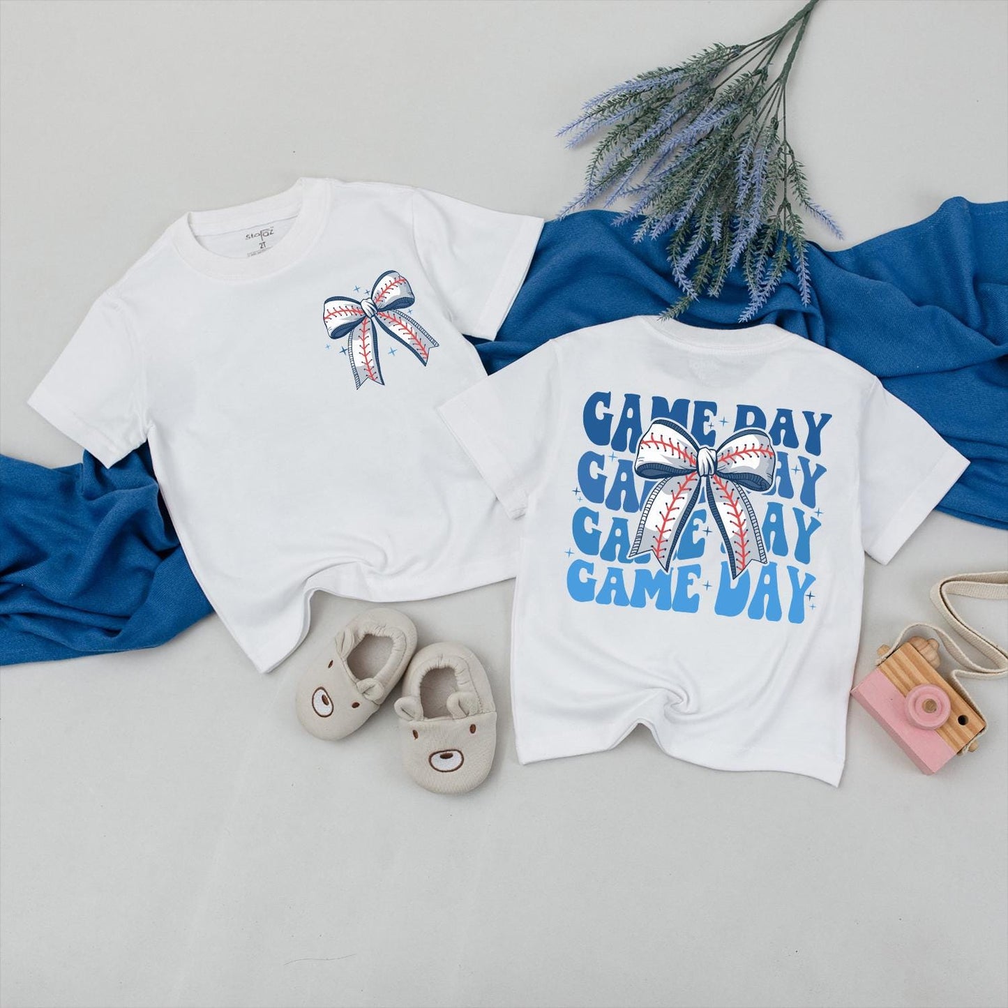 Game Day Baseball Bow Tee Mommy and Me Sister Toddler Matching Shirt Comfortable Cotton for Game Day Adventures