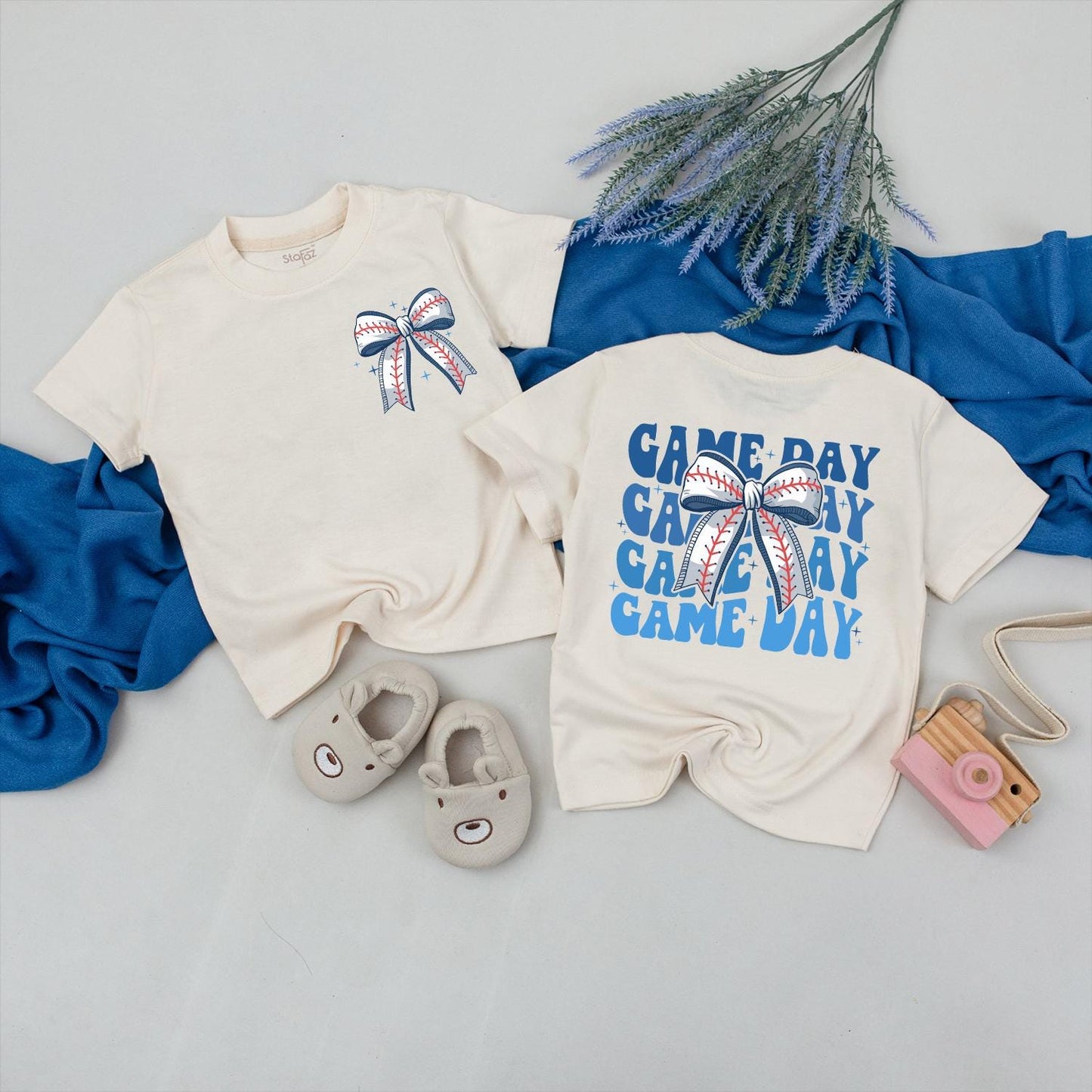 Game Day Baseball Bow Tee Mommy and Me Sister Toddler Matching Shirt Comfortable Cotton for Game Day Adventures