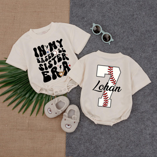 In My Baseball Sister Era Bubble Romper Game Day Outfit for Baby Girls, Soft Comfortable Short Sleeve Infant Baseball Softball Romper Shower Gift