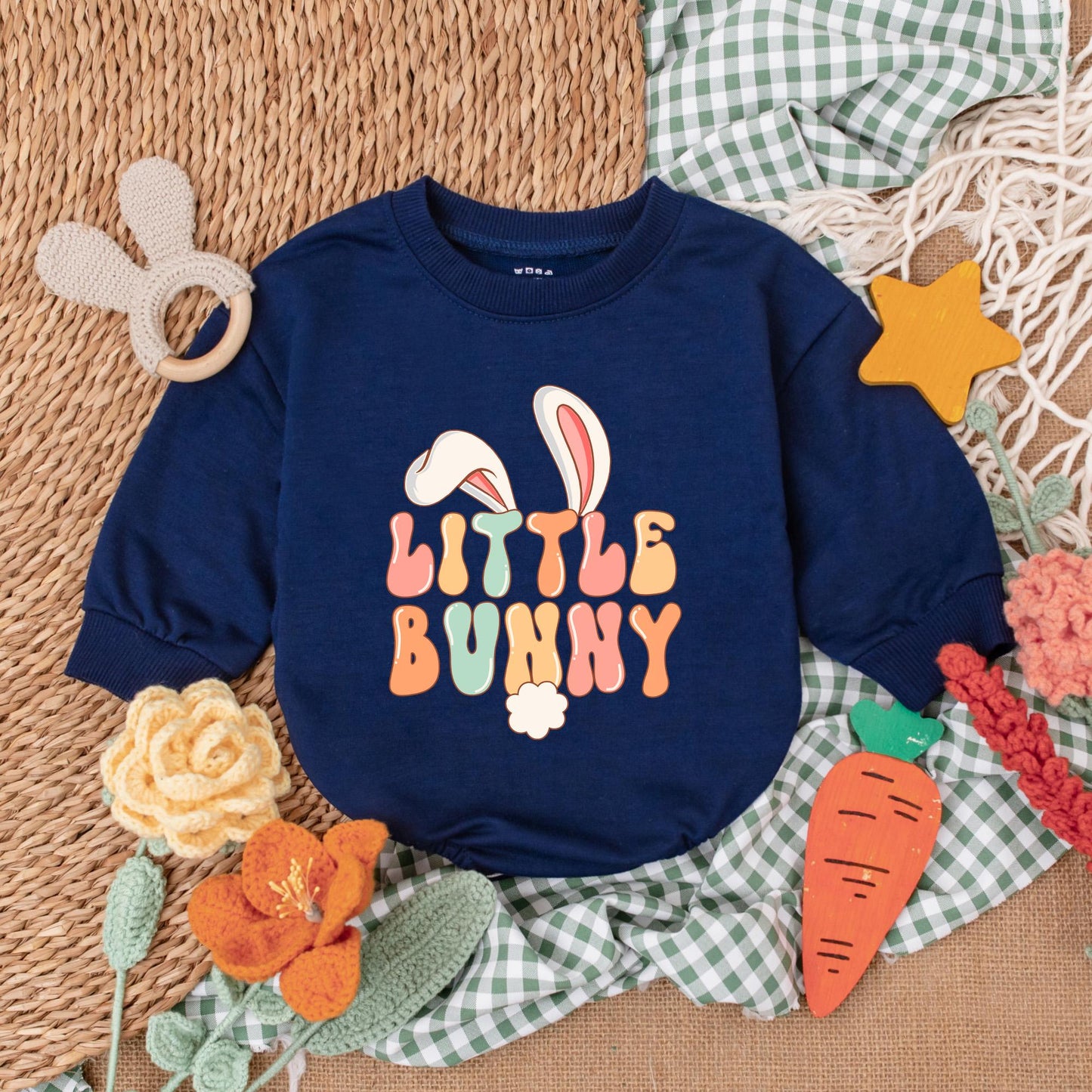 Soft Comfortable Adorable Little Bunny Easter Baby Girl Bubble Romper Bodysuit My First Easter Outfit Celebration Day Gift