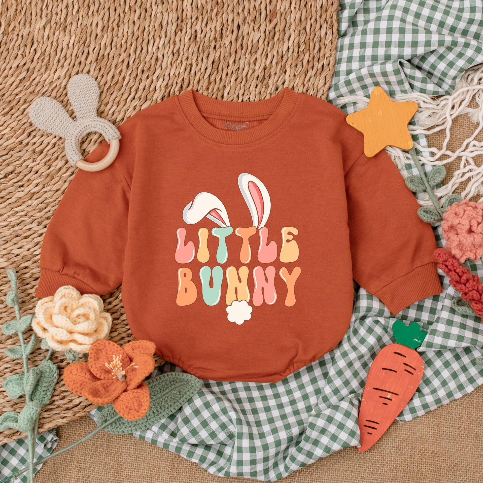 Soft Comfortable Adorable Little Bunny Easter Baby Girl Bubble Romper Bodysuit My First Easter Outfit Celebration Day Gift
