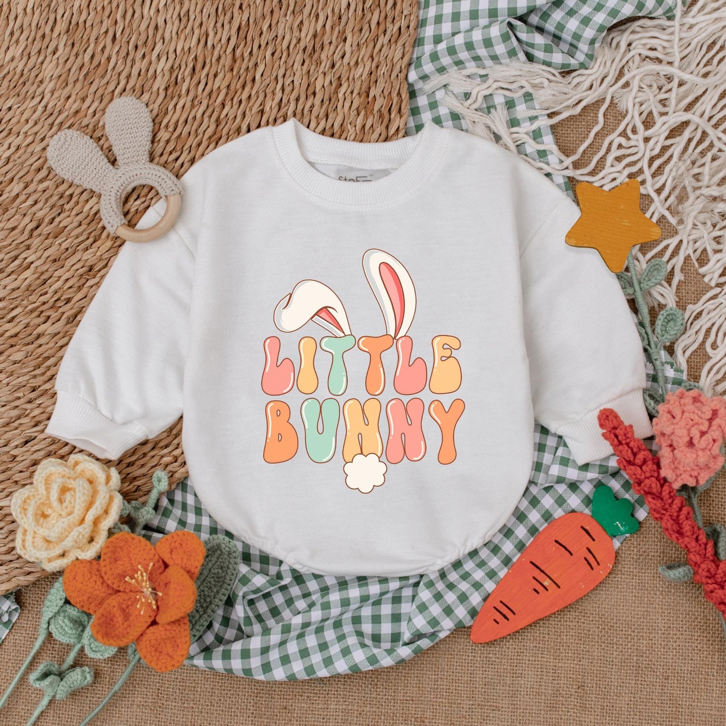 Soft Comfortable Adorable Little Bunny Easter Baby Girl Bubble Romper Bodysuit My First Easter Outfit Celebration Day Gift