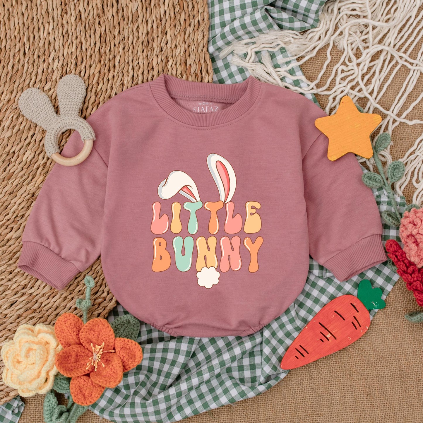 Soft Comfortable Adorable Little Bunny Easter Baby Girl Bubble Romper Bodysuit My First Easter Outfit Celebration Day Gift