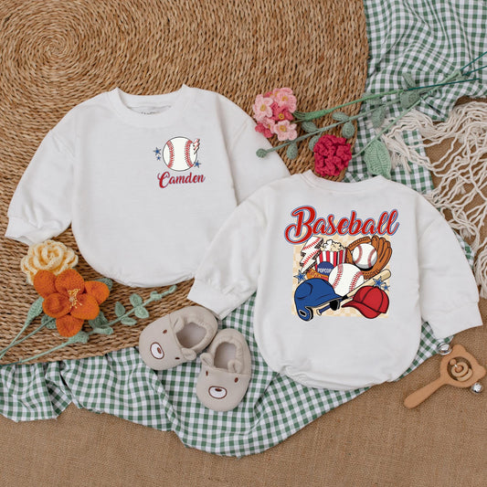 Baseball Game Day Baby Romper: Retro Baseball Bodysuit for Newborns & Baby Boys, Cute Baseball Gift for Game Day Season