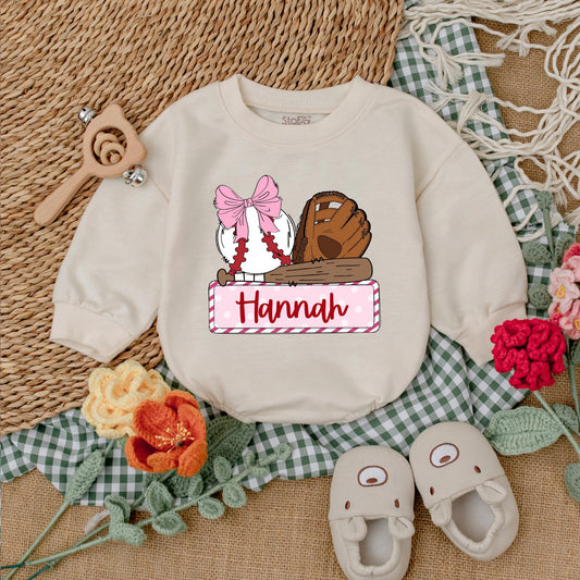 Personalized Baseball Sister Game Day Romper for Girls Baseball Baby Shower Gift Newborn Bubble Romper Retro