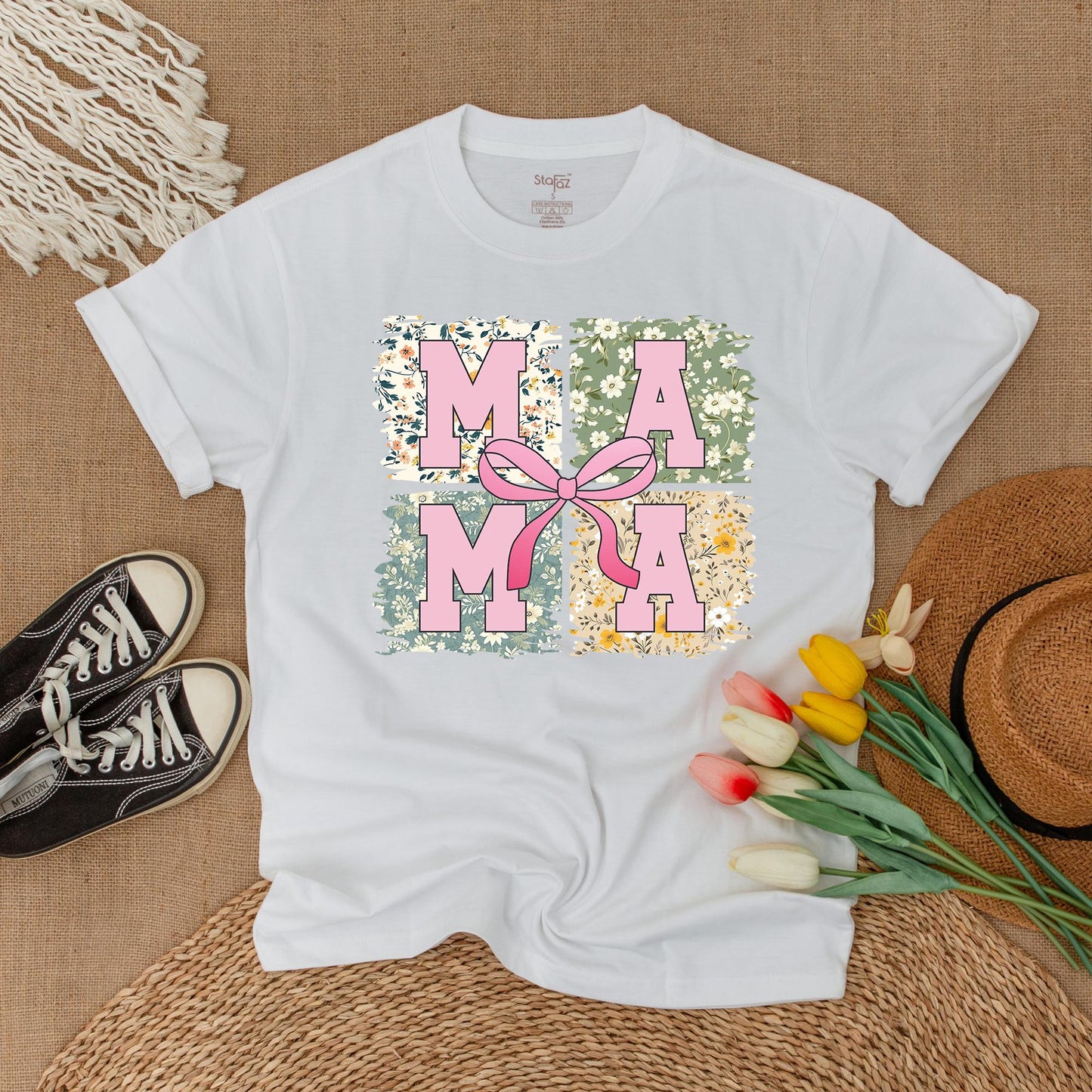 Pink Bow Mama T-shirt - Gift for Mom! Retro Mama Shirt, Mothers Day Gift, Personalized Mama Pink Bow Tee