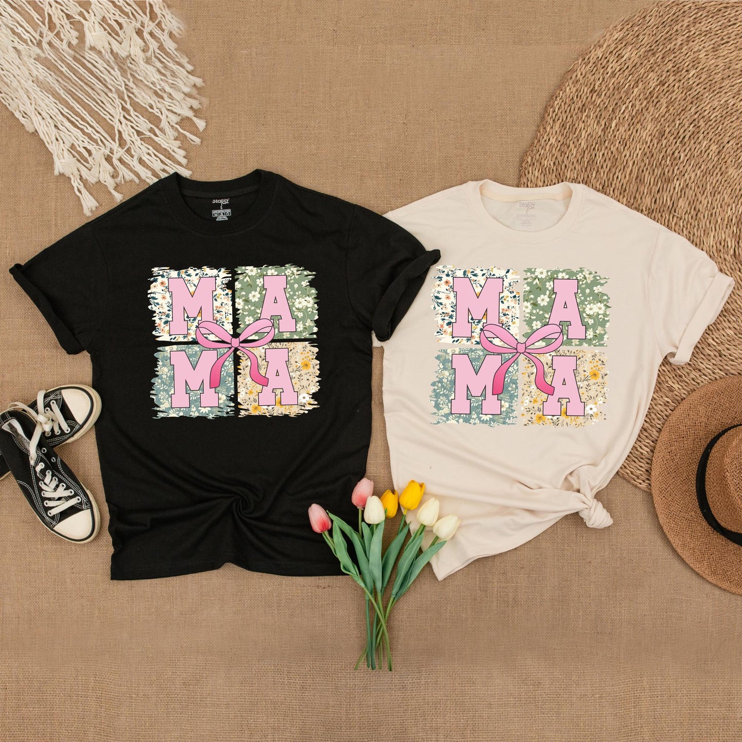 Pink Bow Mama T-shirt - Gift for Mom! Retro Mama Shirt, Mothers Day Gift, Personalized Mama Pink Bow Tee