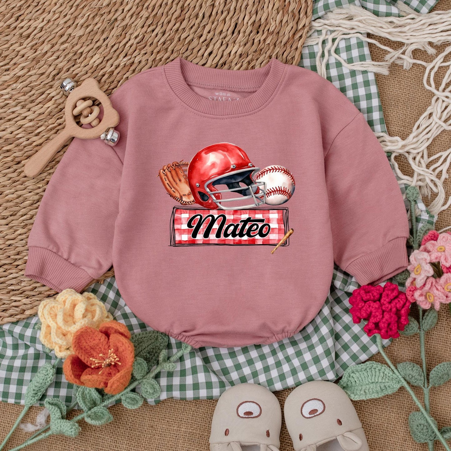 Personalized Baseball Baby Romper Custom Name Game Day Bodysuit for Baby Boy Baseball Shower Gift