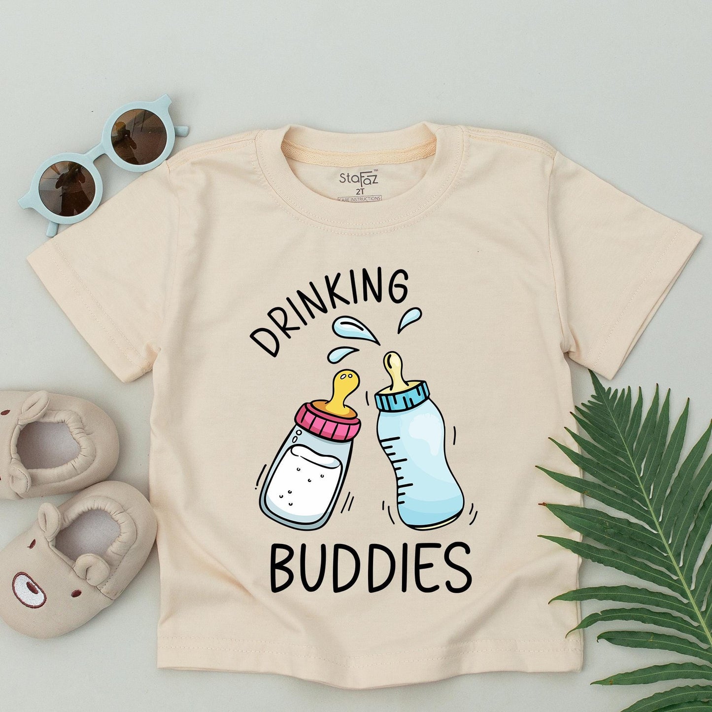 Drinking Buddies Matching Family T-Shirts Cute Baby Bottle Design for Best Friends and Couples Adorable Twin Outfits for Birthdays Casual Wear