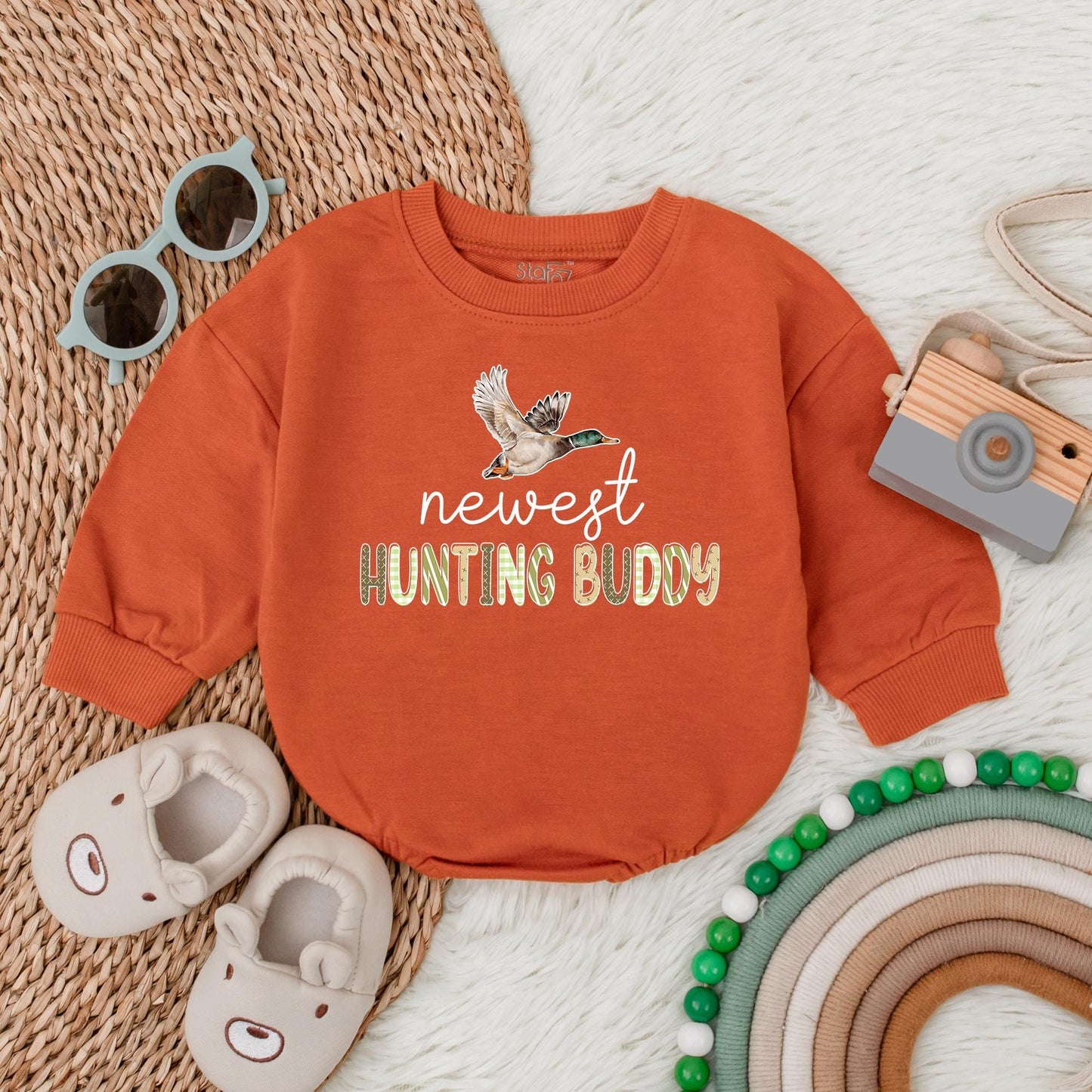 Mallard Duck Hunting Buddy Baby Bubble Romper Adorable Newborn Gift Cozy Soft Cotton Sleepsuit First Birthday Outfit