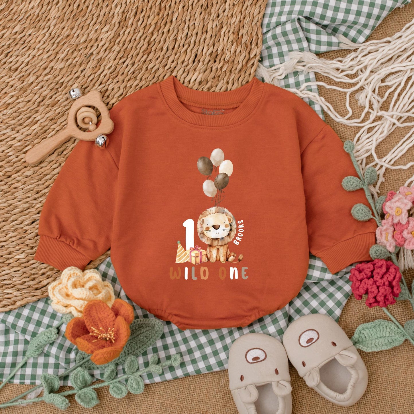 Wild One 1st Birthday Romper Safari Baby Boy Outfit Personalized Bubble Romper First Birthday Clothes