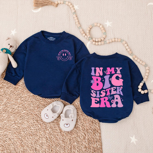 In My Big Sister Era Baby Romper Baby Girl Shower Gift Pregnancy Announcement Newborn Outfit Sister Bodysuit Coming Home Clothes
