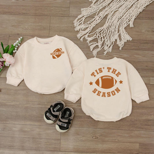 Custom Football Baby Romper Personalized Name & Number Gameday Bodysuit Perfect for Little Fan's Game Day Outfit Baby Shower Gift