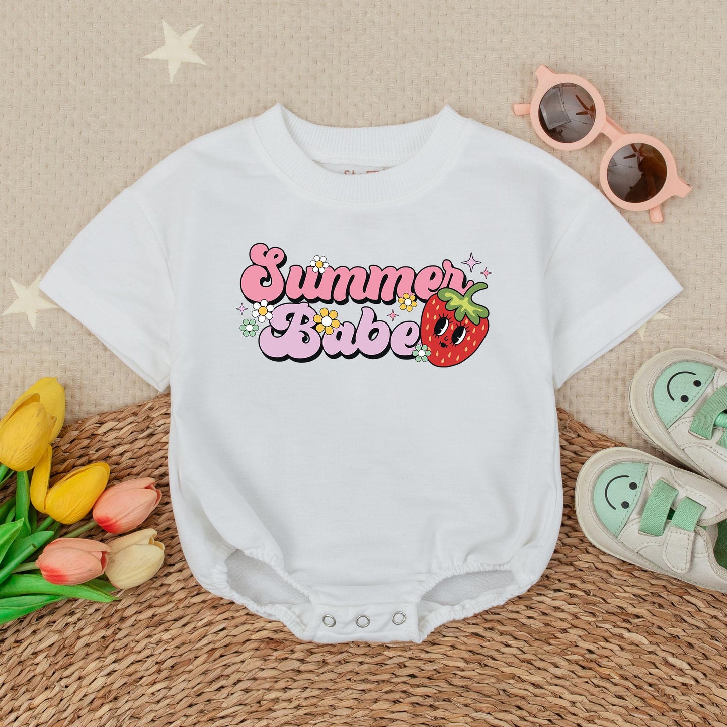 Summer Babe Bubble Romper Baby Girl Hawaiian Vacation Beach Outfit Cotton Comfortable Adorable Retro Floral Design Cute Summer Clothes