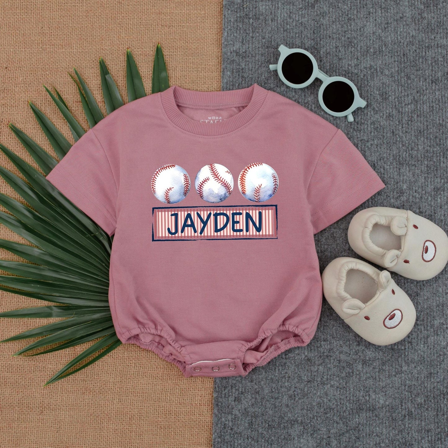 Personalized Baseball Baby Romper Custom Name Game Day Bodysuit for Little Slugger's Baseball Vibes and Season Celebrations
