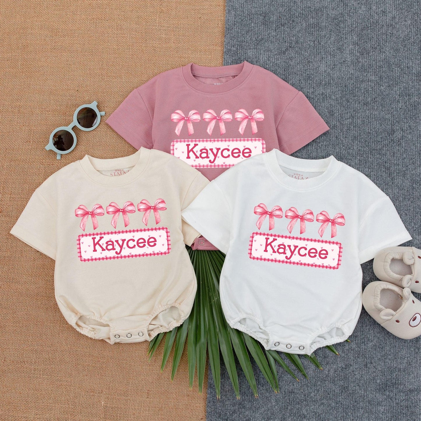 Custom Name Baby Girl Romper Bodysuit - Personalized Bubble Romper Baby Shower Gift - Minimalist Birthday, Christmas Gift