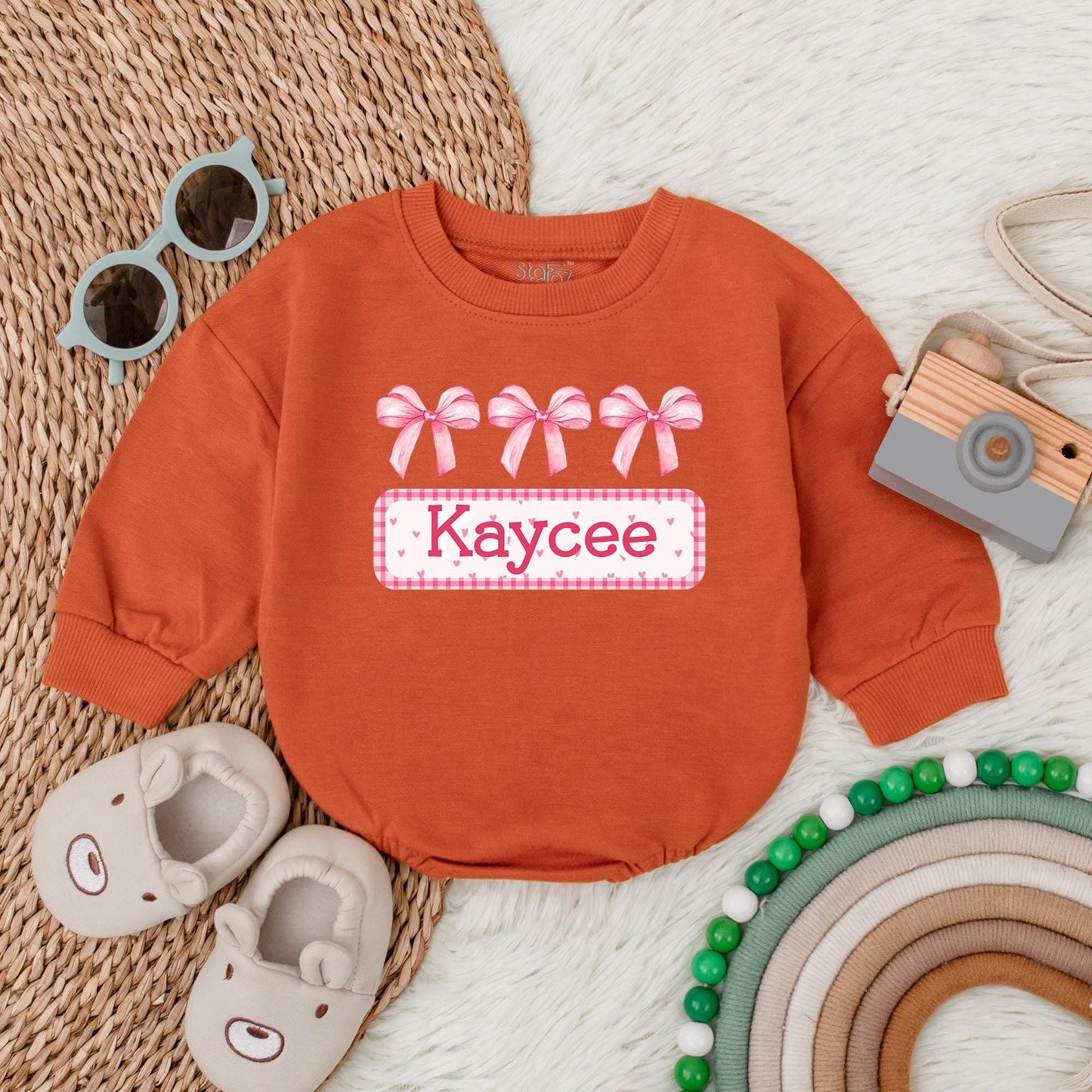 Custom Bow Name Baby Romper - Personalized Bubble Bodysuit for Baby Girl's Birthday or Christmas Gift - Soft & Comfy