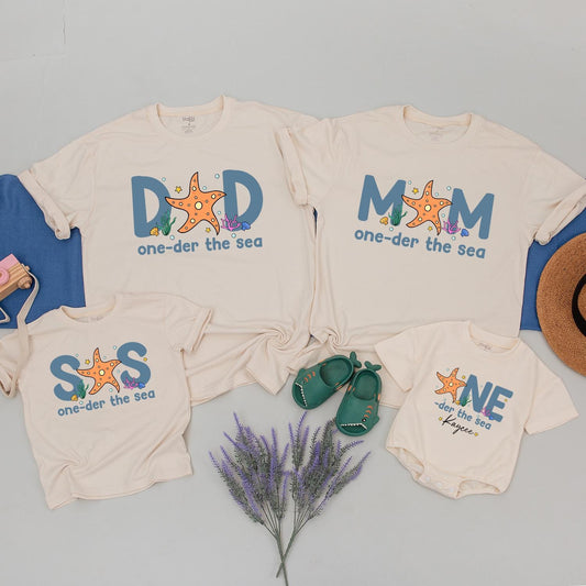Personalized Oneder The Sea 1st Birthday Boy Shirt Matching Family Outfit Fun Ocean Sea Animal Party Celebration Soft Cotton