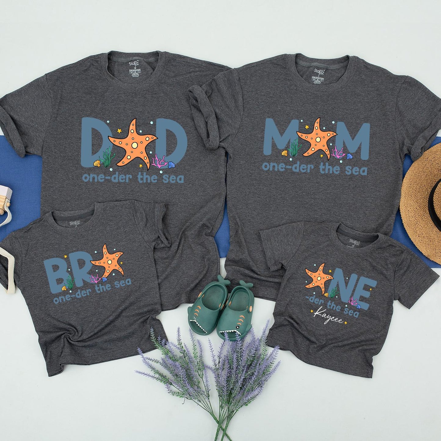 Personalized Oneder The Sea 1st Birthday Boy Shirt Matching Family Outfit Fun Ocean Sea Animal Party Celebration Soft Cotton