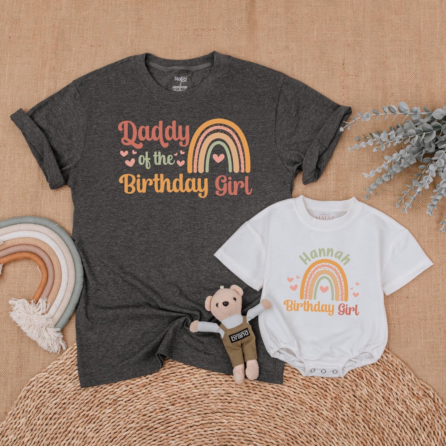 Boho Rainbow Birthday Girl Family Matching Shirt First Birthday Girl Outfit Mama of Birthday Girl Mommy and Me Gift