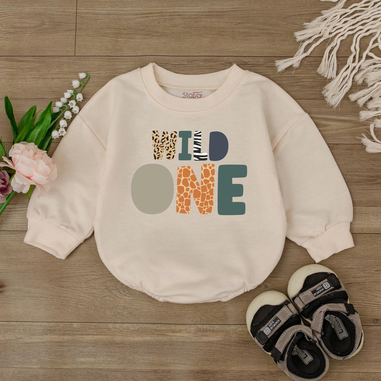 Safari Animal Baby Romper: Wild One Giraffe & Lion Birthday Bodysuit, Cute Baby Shower Gift, Girl's Birthday Outfit, Zoo Party