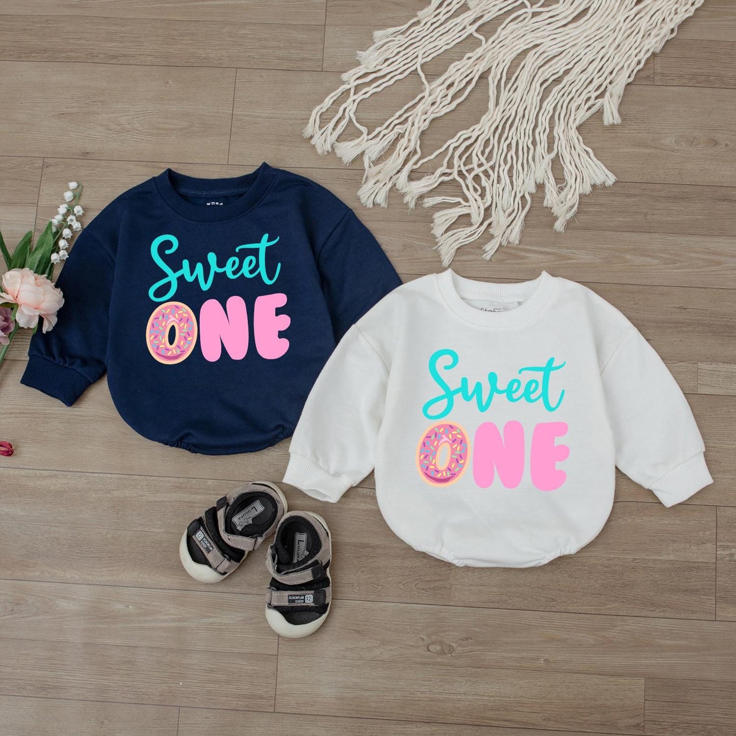 Sweet One Pink Donut Baby Bodysuit Adorable 1st Birthday Outfit Girl Smash Cake Romper Newborn Essential First Birthday Clothes