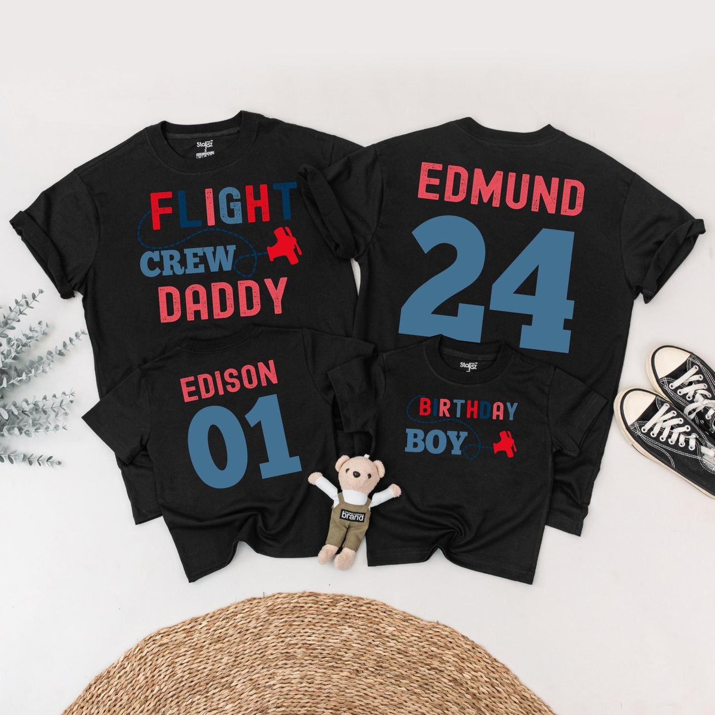 Airplane birthday family shirts, Airplane first birthday party, Custom names family birthday, Birthday boy shirt, Flight crew first birthday
