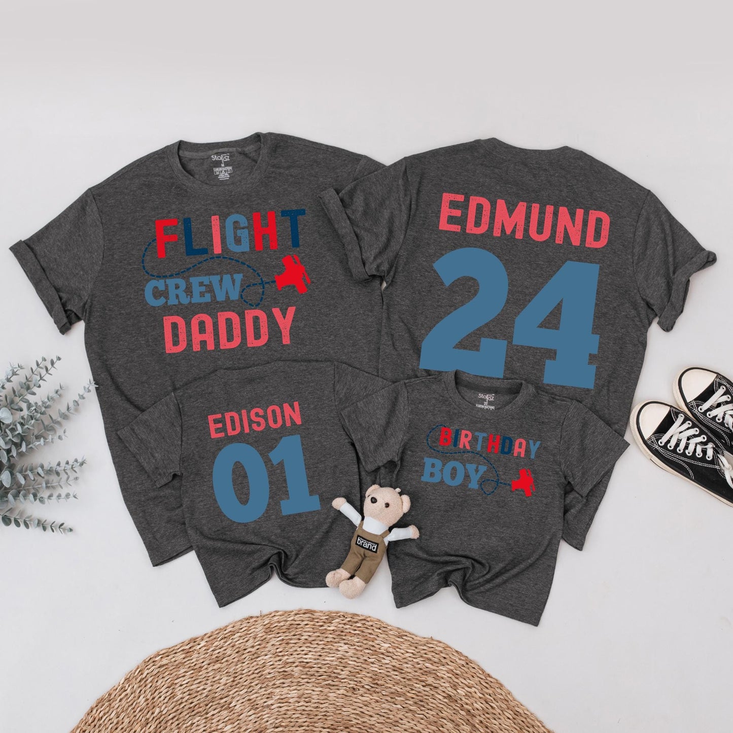 Airplane birthday family shirts, Airplane first birthday party, Custom names family birthday, Birthday boy shirt, Flight crew first birthday