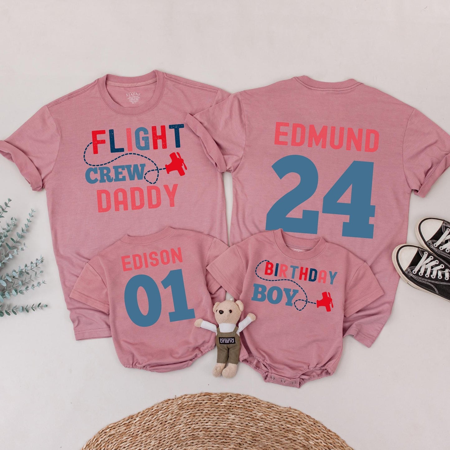 Airplane birthday family shirts, Airplane first birthday party, Custom names family birthday, Birthday boy shirt, Flight crew first birthday