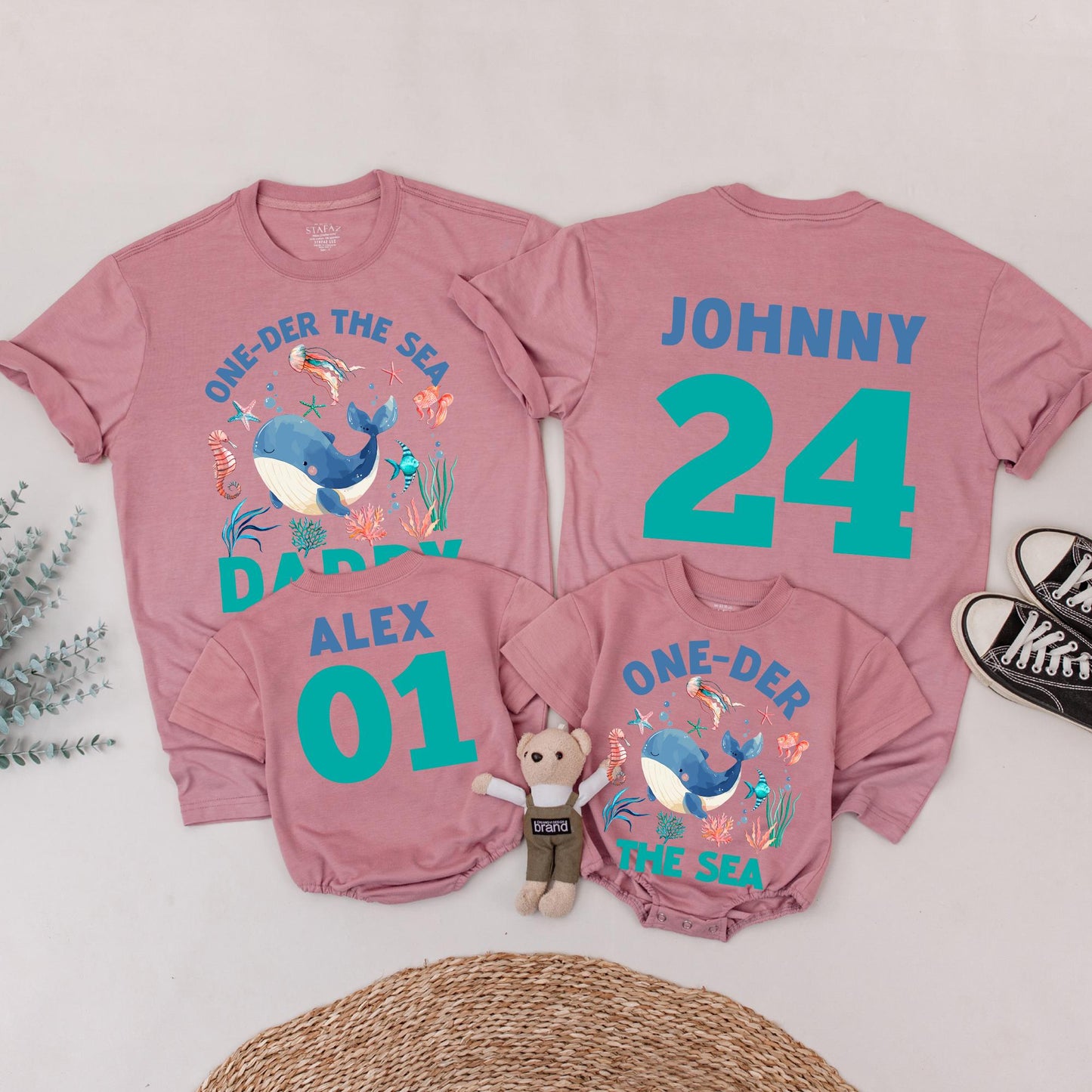 Oneder The Sea Boy 1st Birthday Shirt - Whale Ocean Animals Outfit