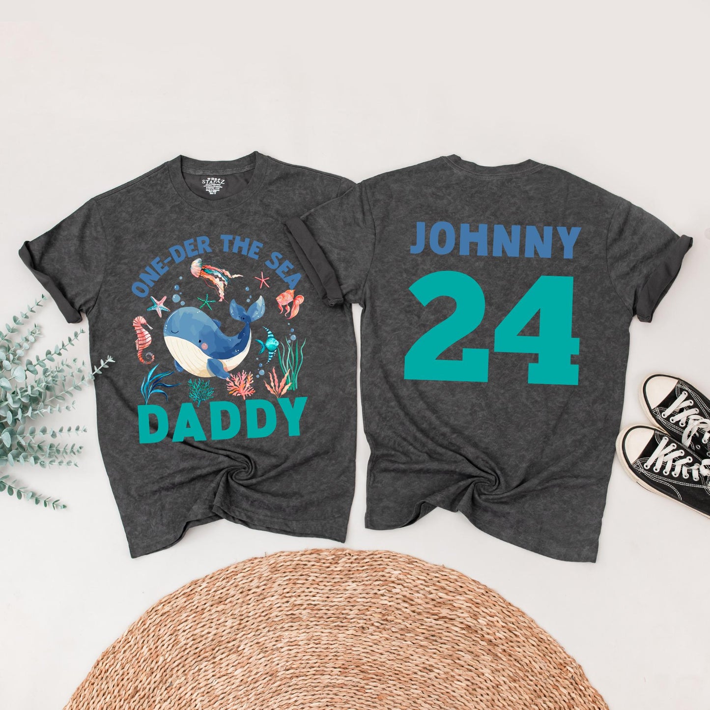 Oneder The Sea Boy 1st Birthday Shirt - Whale Ocean Animals Outfit