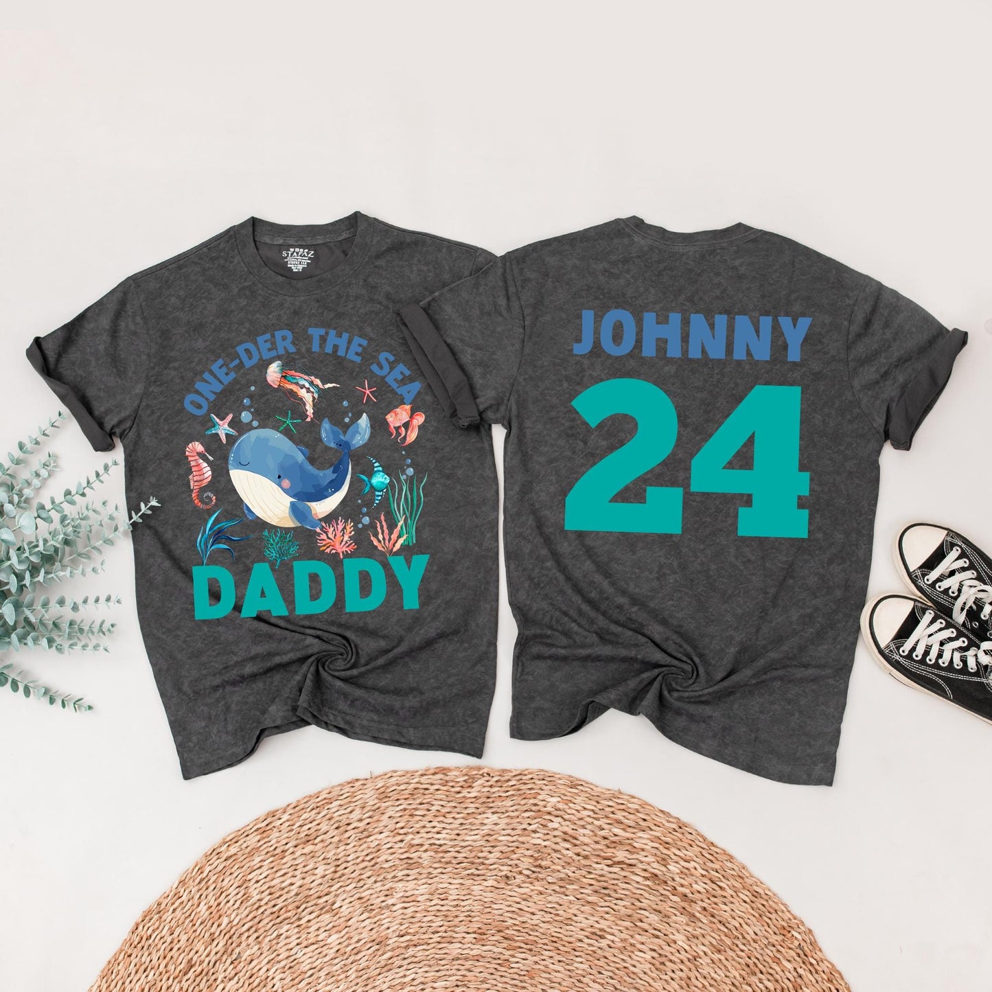 Oneder the Sea Birthday Boy Outfit, Whale Seahorse Jellyfish Shirt, Ocean First Birthday, Family Matching Available, Alex Johnny & Daddy 01 24