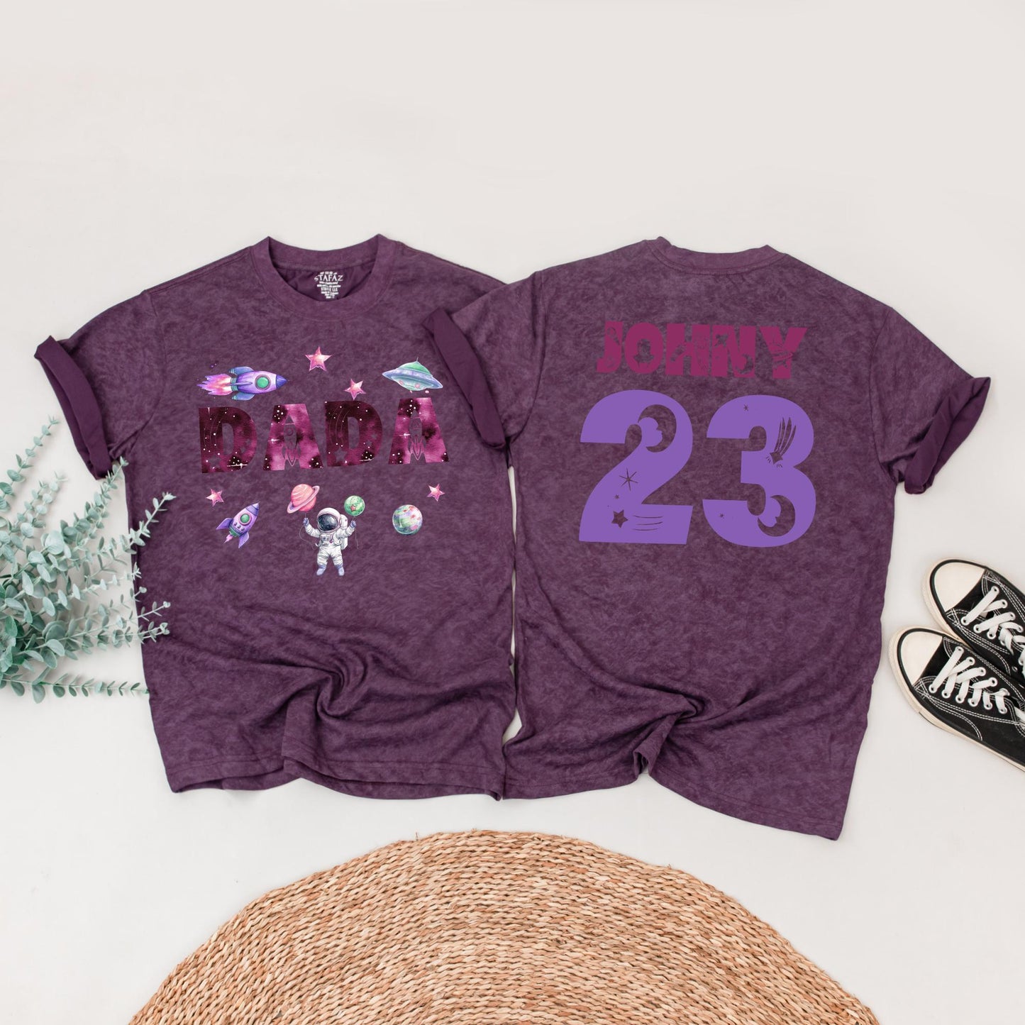 Personalized Space Birthday Family Matching T-Shirt, First Trip Around the Sun, Boy's 1st Birthday, Rocket & Planets, Custom Names Ages, Astronaut Tee