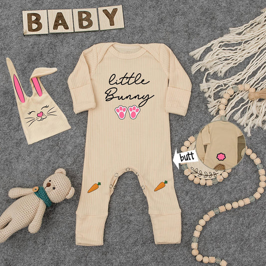 Adorable Little Bunny Baby Bodysuit and Hat Set for Newborn First Easter Day Going Home Outfit Gender Neutral Infant Honey Bunny Gift