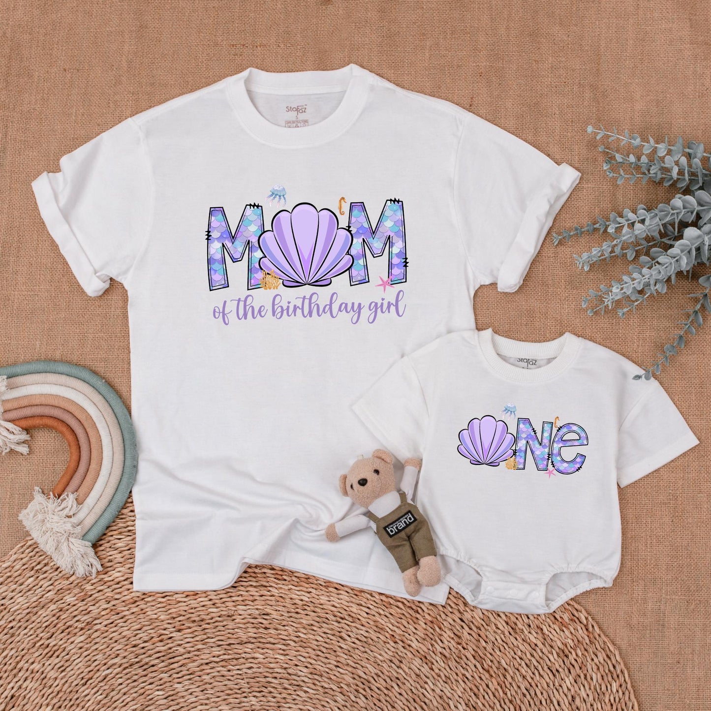 Mermaid First Birthday Matching Family Celebration Shirts for Girls Oneder Under the Sea Party Outfit Soft Cotton Keepsake Gift