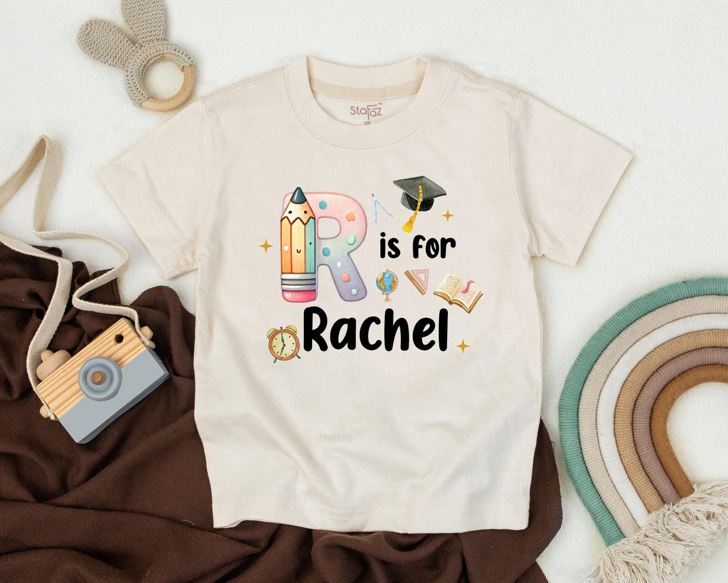 Cute Kindergarten Alphabet Shirt Personalized Name Custom First Day of School Outfit Back to School Kids