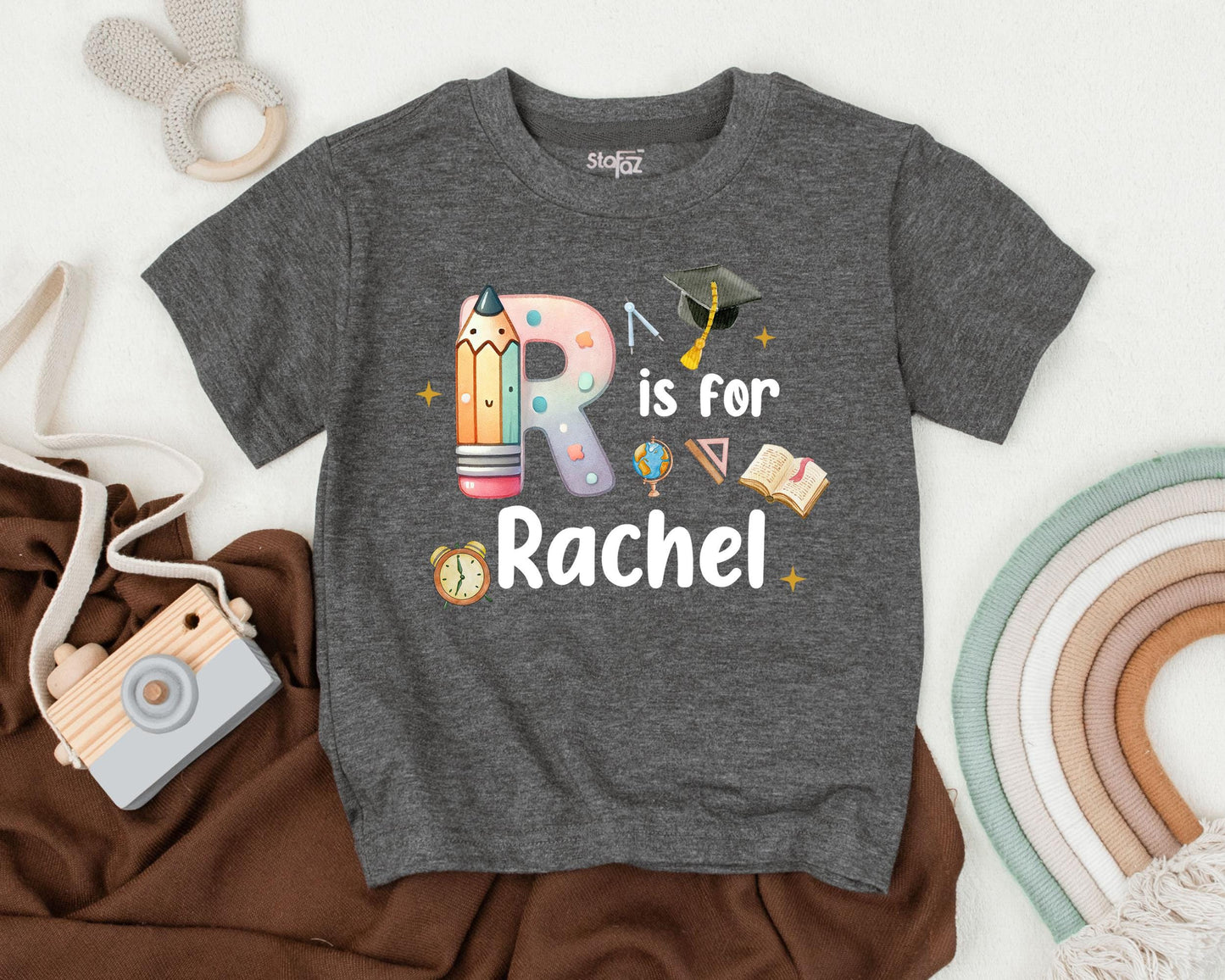 Cute Kindergarten Alphabet Shirt Personalized Name Custom First Day of School Outfit Back to School Kids