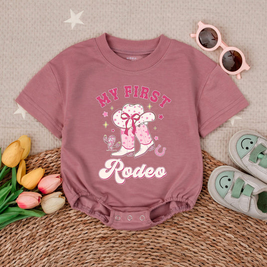 Girl's First Rodeo Birthday Romper | 1st Birthday Outfit | Highland Cowgirl Howdy Baby Girl Bodysuit (138 chars)