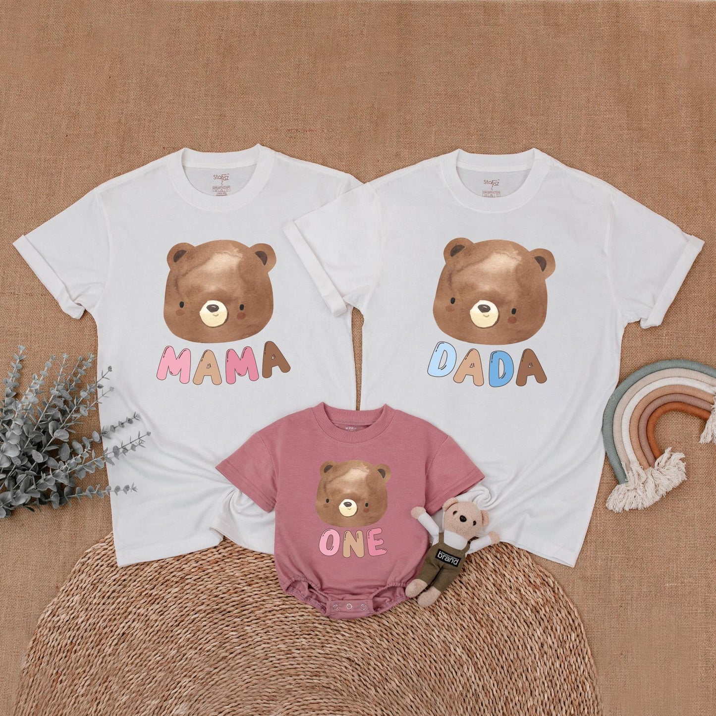 Beary First Birthday Matching Family Shirts, Mama, Dada, Bro, One Outfit, Baby Girl or Boy Birthday Bear Shirt, 1st Birthday Party Clothes, Cute Photo (138 chars)