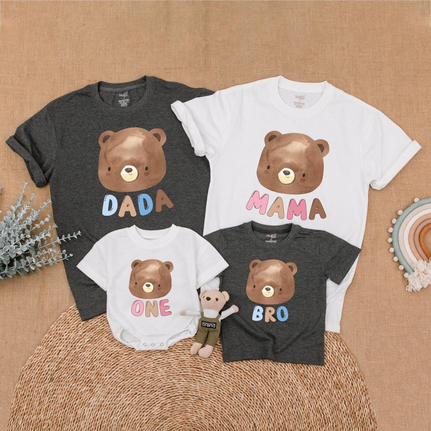 Beary First Birthday Matching Family Shirts, Mama, Dada, Bro, One Outfit, Baby Girl or Boy Birthday Bear Shirt, 1st Birthday Party Clothes, Cute Photo (138 chars)