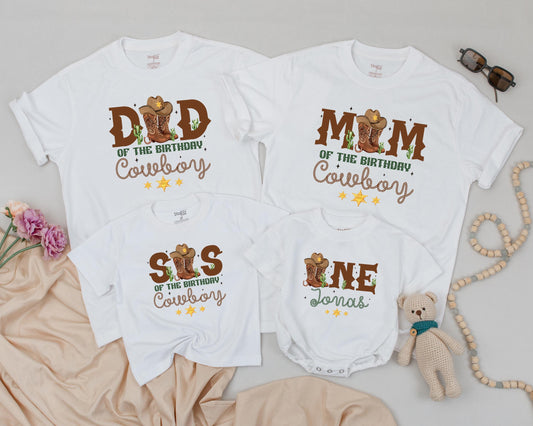 Matching Family First Rodeo Shirts | Western Birthday Outfit for Baby, Toddler, Mom & Dad | Cowboy Party Cotton