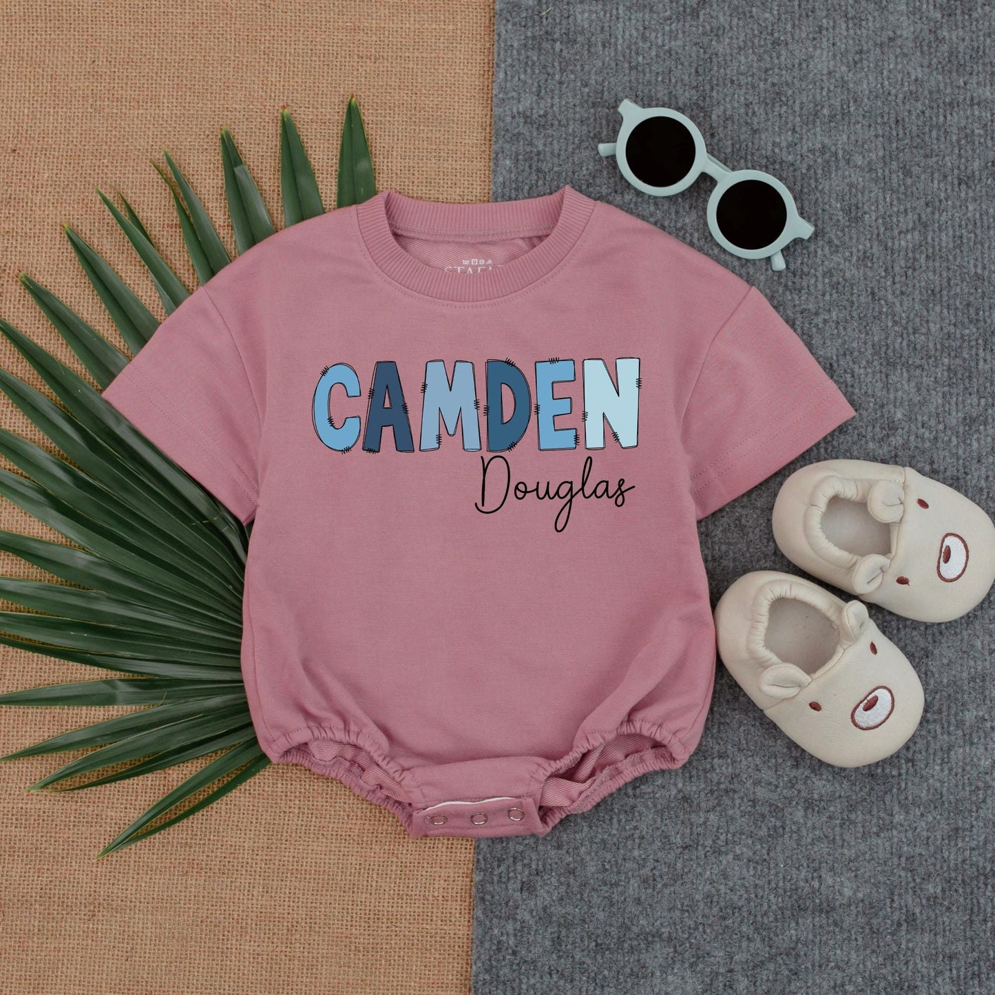 Personalized Name Boy Bubble Romper Sweatshirt Bodysuit, a soft comfortable Baby Shower Gift, perfect for Baby's First Birthday and Christmas