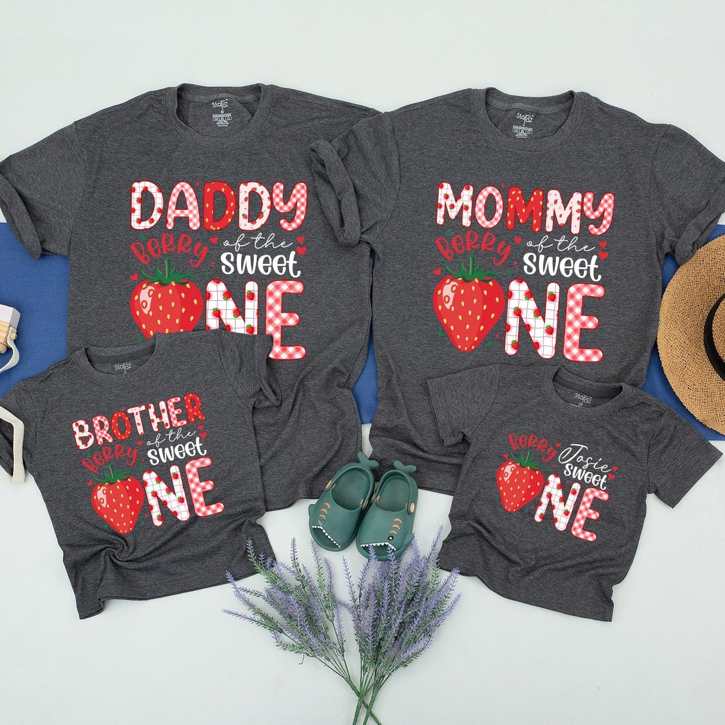 Berry Sweet One Matching Family Shirts, Strawberry 1st Birthday Girl Outfit, Cute First Birthday Party Tee, Berry First Birthday, Matching Family