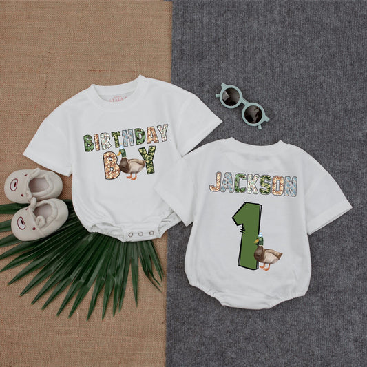 Personalized Lucky Duck Baby Romper Cute Mallard Duck Baby Clothes First Birthday Outfit What The Duck Baby Gift