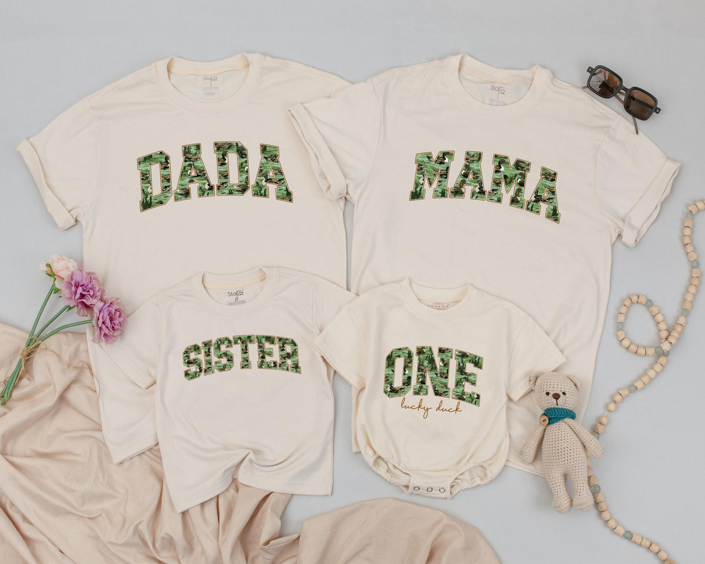 One Lucky Duck Personalized 1st Birthday Shirt for Baby Girl Wild Zoo Animal Safari Theme Matching Family Gift Idea