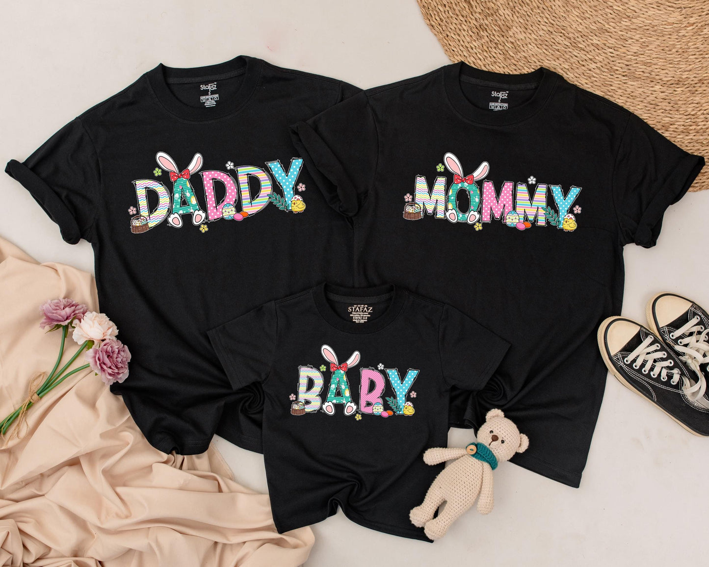 Custom Easter Bunny Family Shirts Adorable Matching Outfits for Mom & Me First Easter Day Celebration Gift