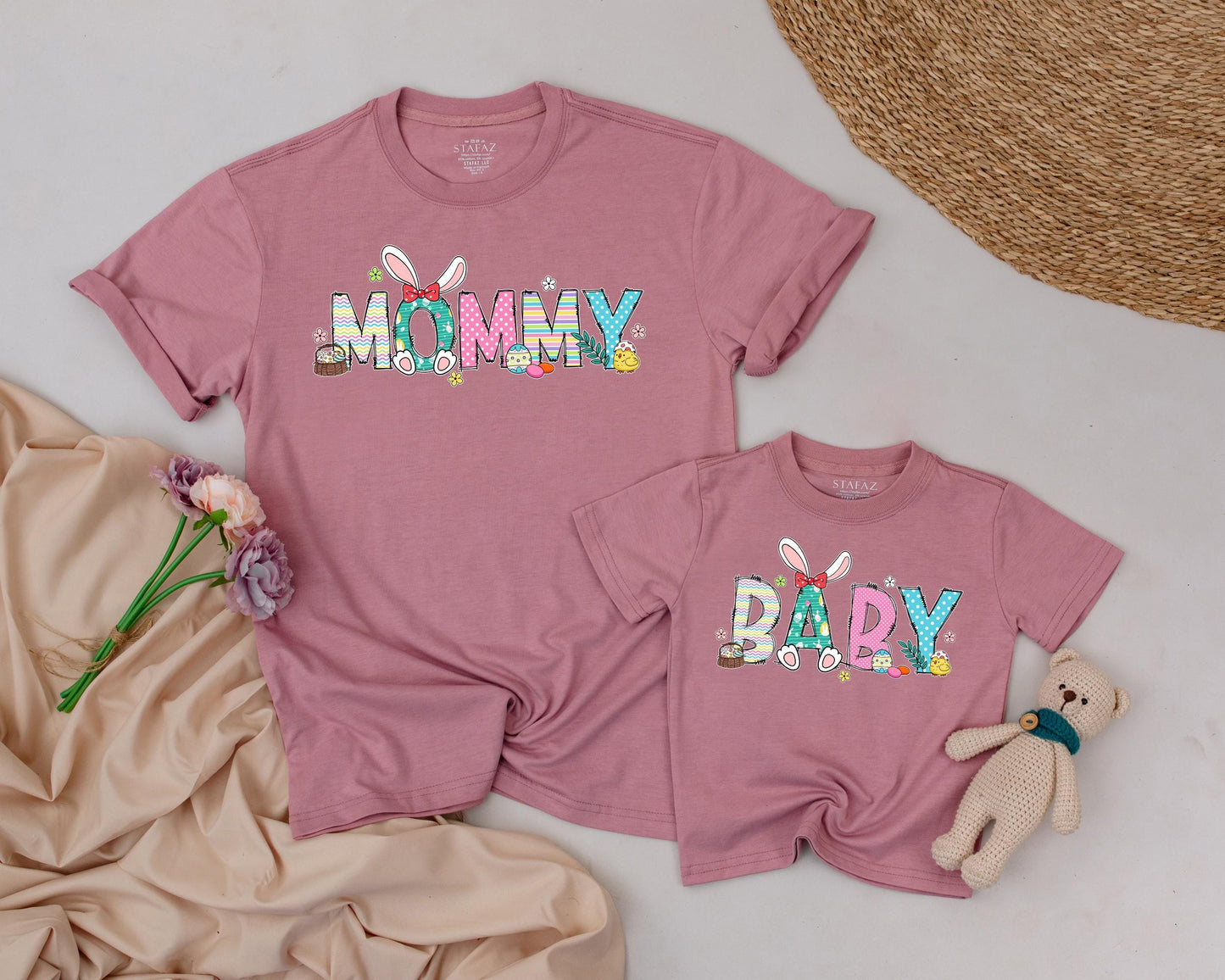Custom Easter Bunny Family Shirts Adorable Matching Outfits for Mom & Me First Easter Day Celebration Gift