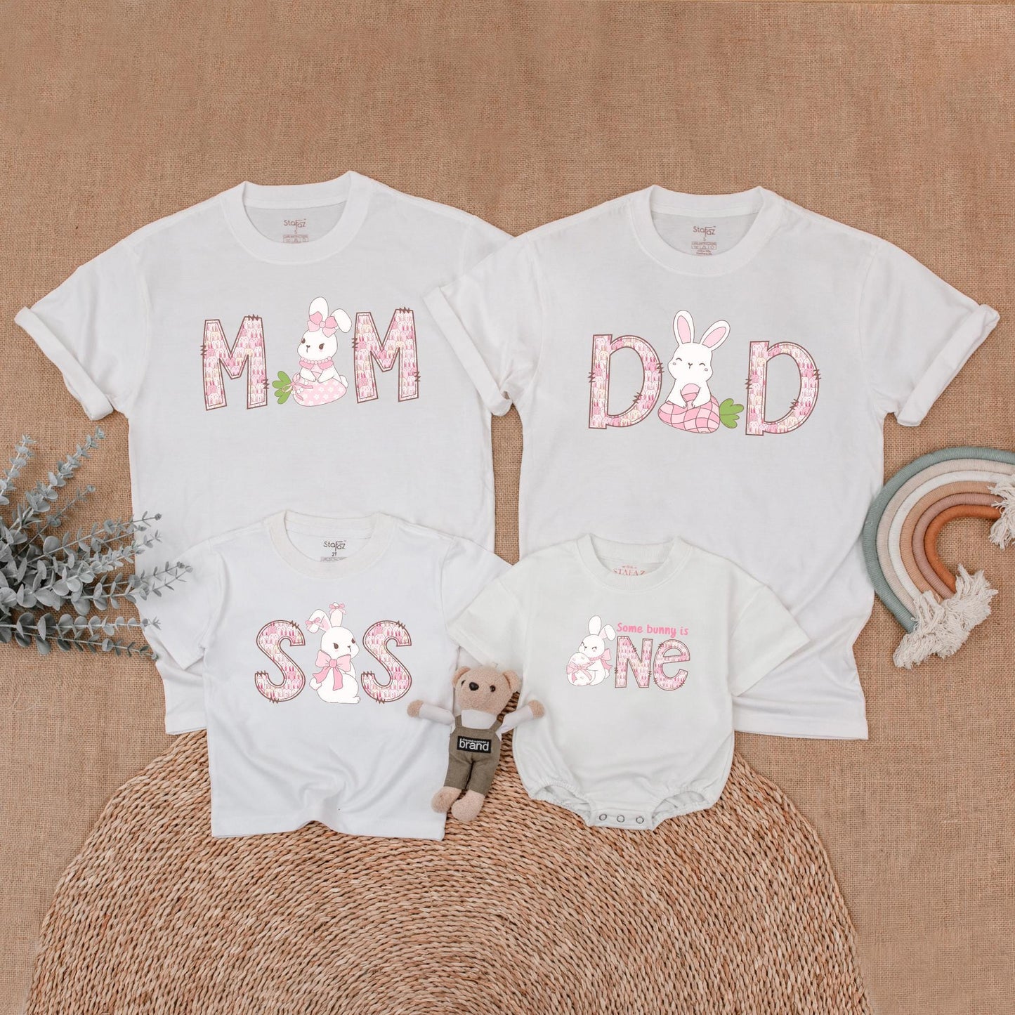 Some Bunny is One Matching Family Birthday Shirts, 1st Birthday Girl Outfits, Bunny Party, Mom & Baby, Custom